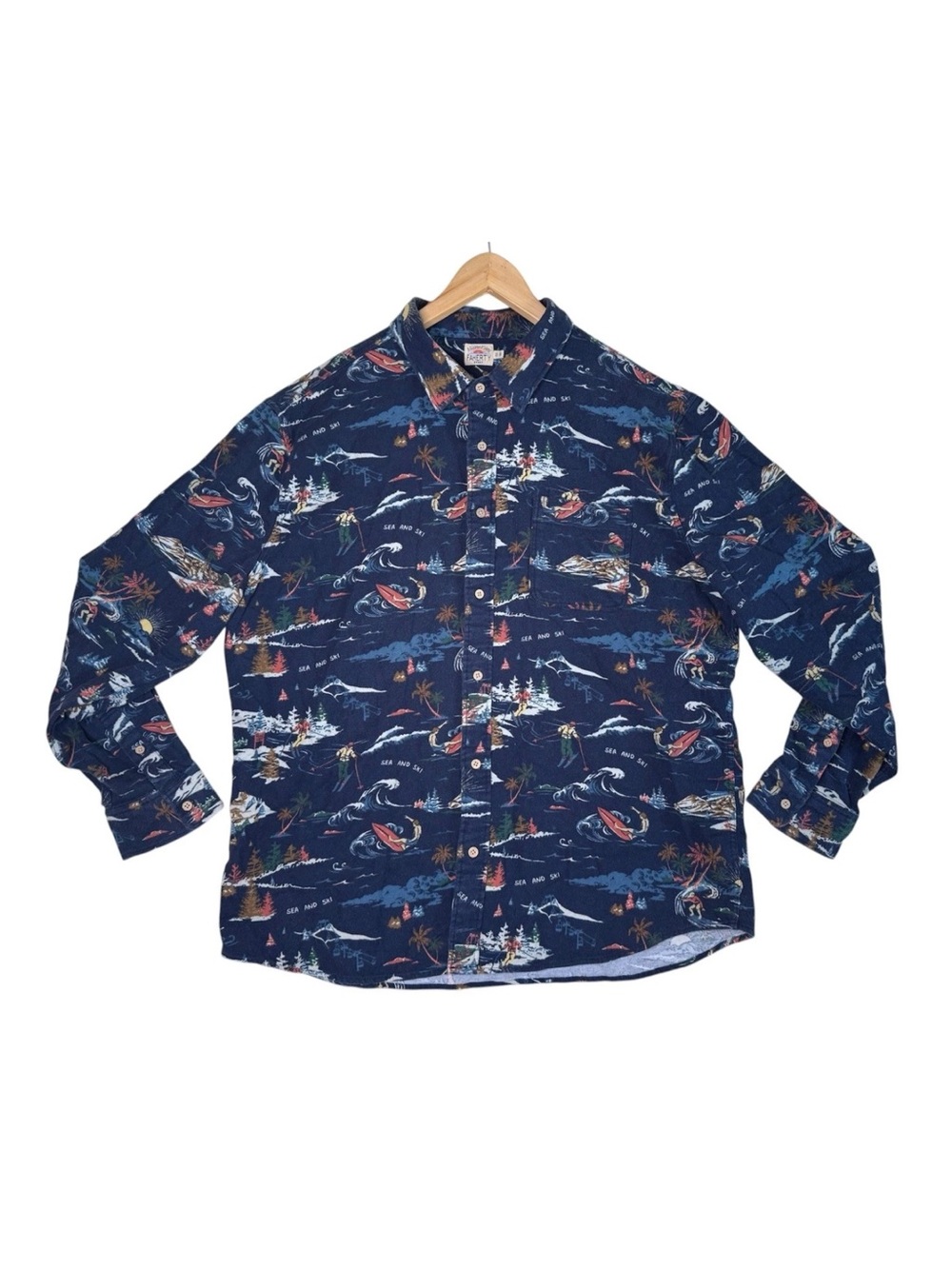 Faherty Sea And Ski Long Sleeve Button Front Brushed Stretch Flannel Men's XXL